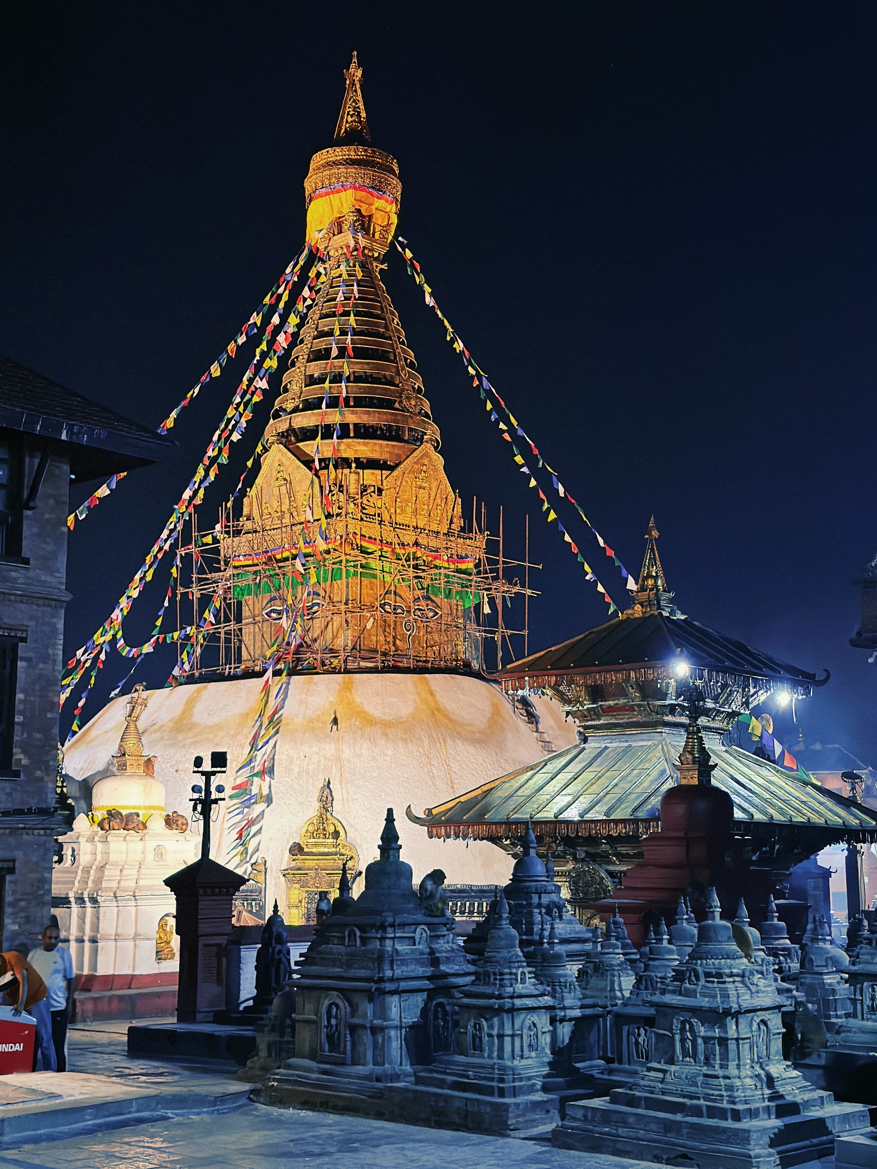 Swayambunath Temple at night